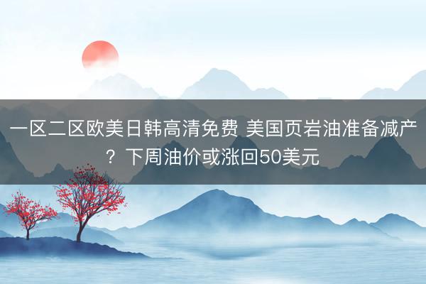 一区二区欧美日韩高清免费 美国页岩油准备减产？下周油价或涨回50美元