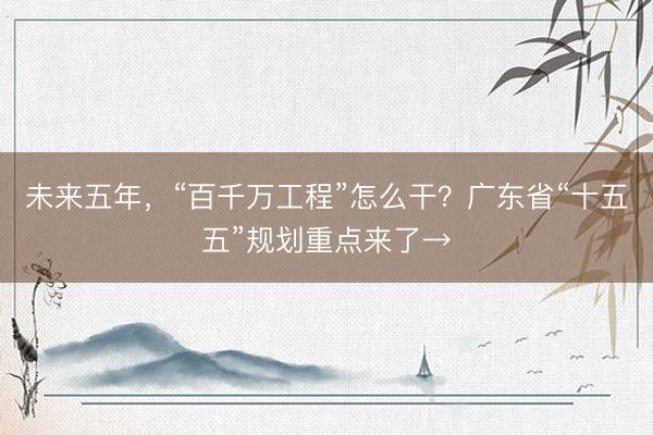 未来五年，“百千万工程”怎么干？广东省“十五五”规划重点来了→