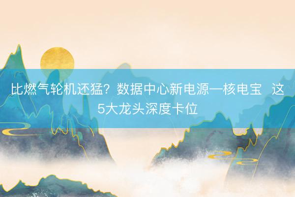 比燃气轮机还猛？数据中心新电源—核电宝  这5大龙头深度卡位