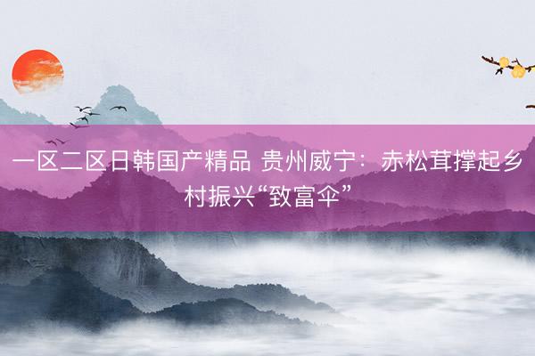 一区二区日韩国产精品 贵州威宁：赤松茸撑起乡村振兴“致富伞”