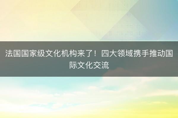 法国国家级文化机构来了！四大领域携手推动国际文化交流