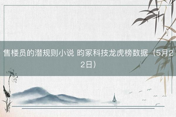 售楼员的潜规则小说 昀冢科技龙虎榜数据(5月22日)