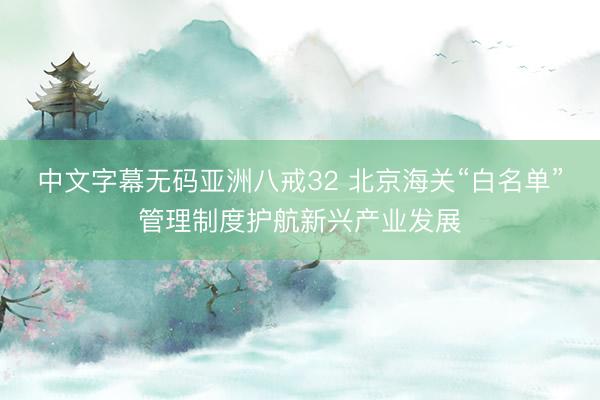 中文字幕无码亚洲八戒32 北京海关“白名单”管理制度护航新兴产业发展