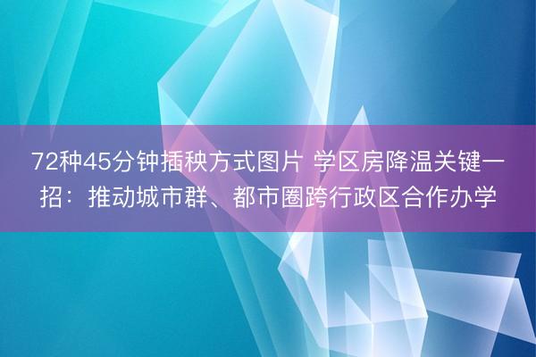 72种45分钟插秧方式图片 学区房降温关键一招：推动城市群、都市圈跨行政区合作办学