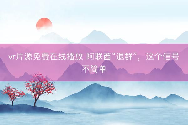 vr片源免费在线播放 阿联酋“退群”，这个信号不简单