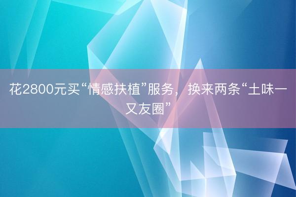 花2800元买“情感扶植”服务，换来两条“土味一又友圈”