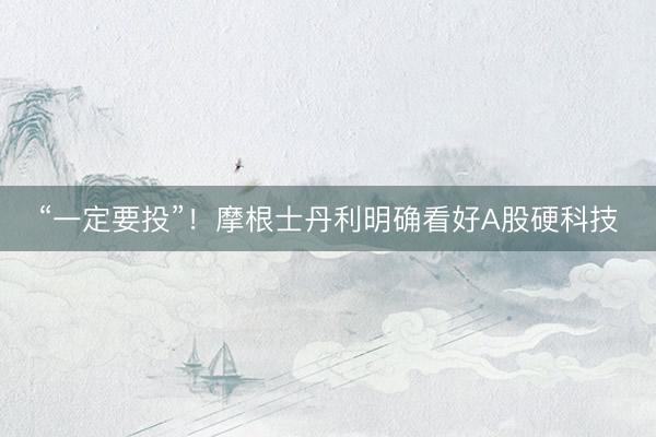 “一定要投”!摩根士丹利明确看好A股硬科技