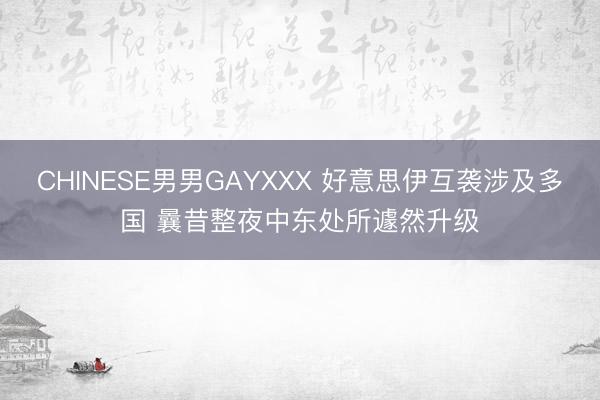 CHINESE男男GAYXXX 好意思伊互袭涉及多国 曩昔整夜中东处所遽然升级