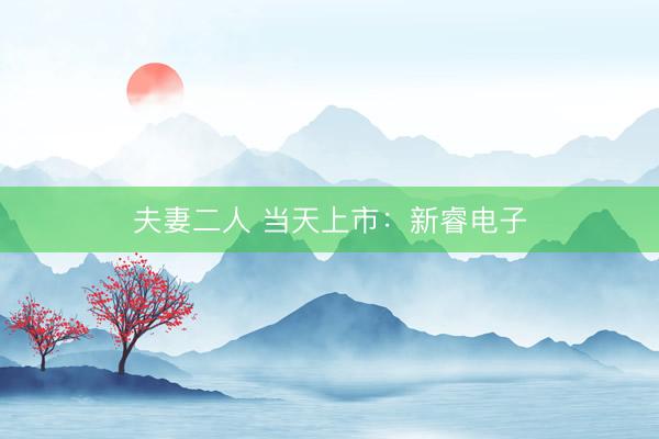 夫妻二人 当天上市：新睿电子