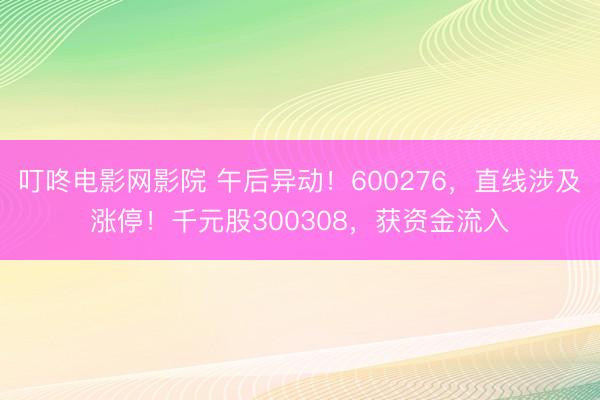 叮咚电影网影院 午后异动！600276，直线涉及涨停！千元股300308，获资金流入