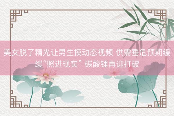美女脱了精光让男生摸动态视频 供需垂危预期缓缓“照进现实” 碳酸锂再迎打破