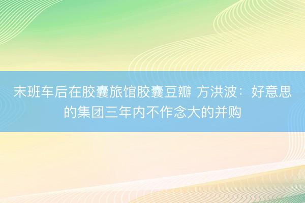 末班车后在胶囊旅馆胶囊豆瓣 方洪波:好意思的集团三年内不作念大的并购