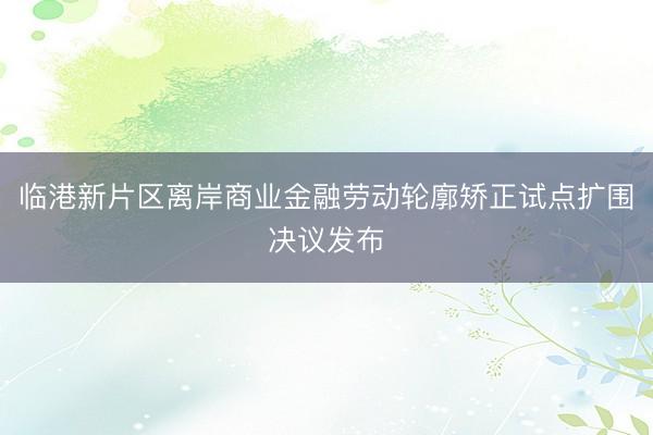 临港新片区离岸商业金融劳动轮廓矫正试点扩围决议发布