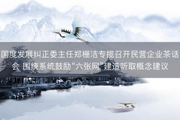 国度发展纠正委主任郑栅洁专揽召开民营企业茶话会 围绕系统鼓励“六张网”建造听取概念建议